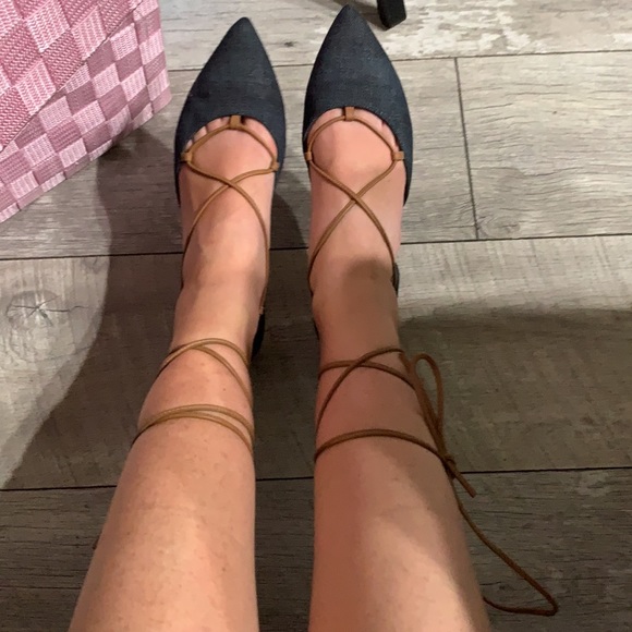 Stuart Weitzman Lace Up Flats - Picture 1 of 6